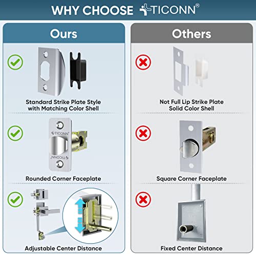 Image of TICONN Front Door Handle Set, Heavy Duty Square Door Lever & Single Cylinder Deadbolt Combo Reversible for Entrance Exterior Doors (Satin Chrome)