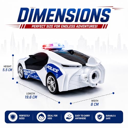 Image of SMARTBOY Remote Control Car for Kids - RC Police Smoke Racing Toy, USB Rechargeable, LED Lights Siren Sound, Mist Spray Effect, Anti Skid Rubber Tires, High Speed for Boys & Girls 4+Years (6886 Blue)