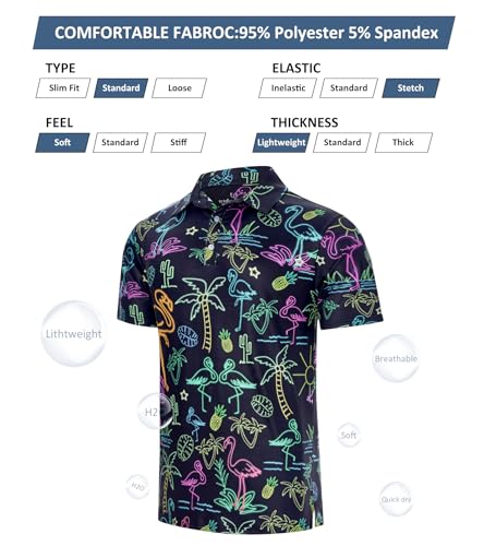 uideazone Mens Polo Shirts Short Sleeve Dry Fit 3D Print Moisture Wicking Funny Golf Shirt4