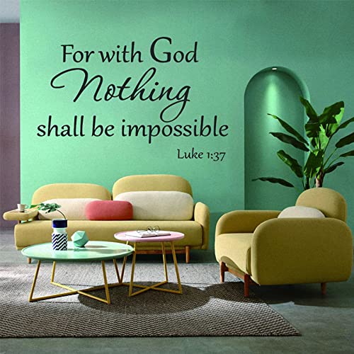 Bible Verse Wall Decals Peel and Stick, for with God Nothing Shall be Impossible Luke 1:37 Wall Art Saying Sticker - Image 4