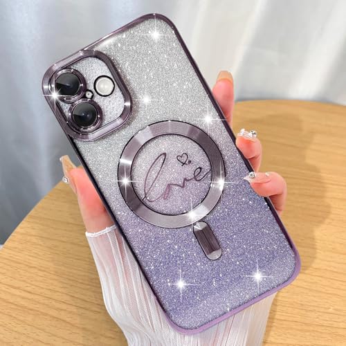 Image of ZIYE Magnetic Case Designed for iPhone 16 Plus Glitter Case-Purple