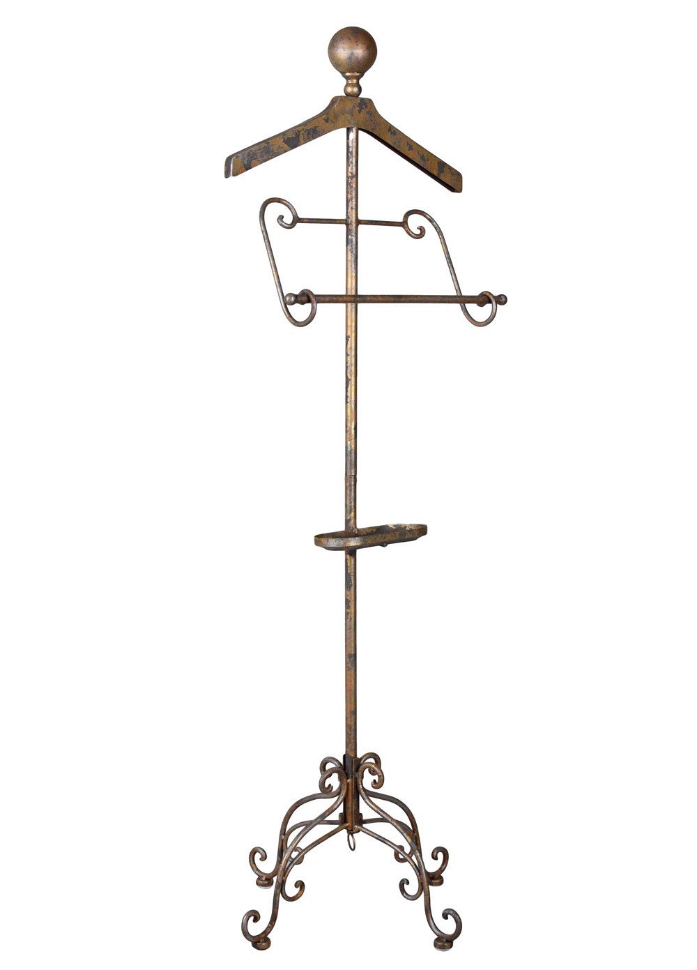 PALAZZO INT Men's Servant "Mr. Butler" – Mute Iron Antique Look Country House Style Clothes Rack with Hanger, Trouser Bar & Shelf Vintage Clothes Butler Height 150 cm Width 45 cm Depth 48 cm