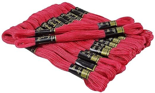 Anchor Cross Stich/Long Stich Embroidery Cotton Threads,Pack of 25, 8 Mt Each Skeins (Light Red)