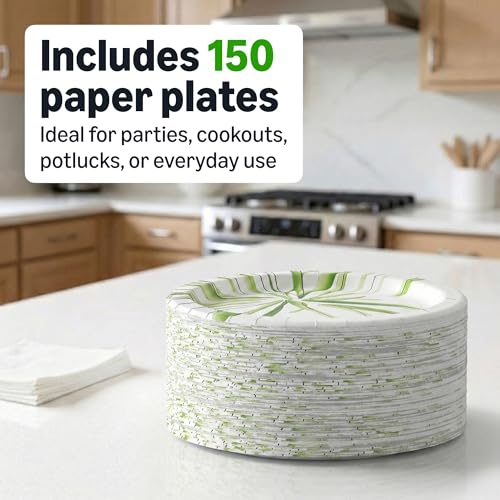Image of Amazon Basics Everyday Paper Plates, 10 Inch, Disposable, 150 Count, Packaging May Vary