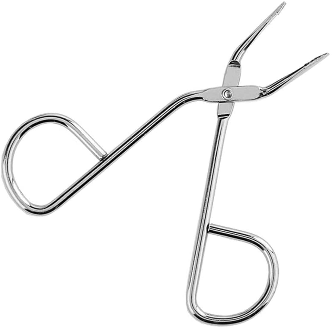 Pinzas profesionales con mango de tijera para cejas, pinzas de punta inclinada, pinzas de punta plana, herramientas de belleza para mujeres y hombres, cejas de punta recta (plateado)