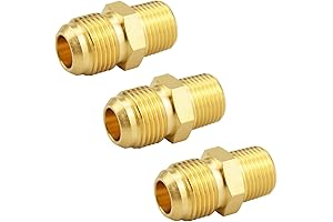 3/8 Flare to 1/2 NPT Union Coupler Adapter, 3 Pack