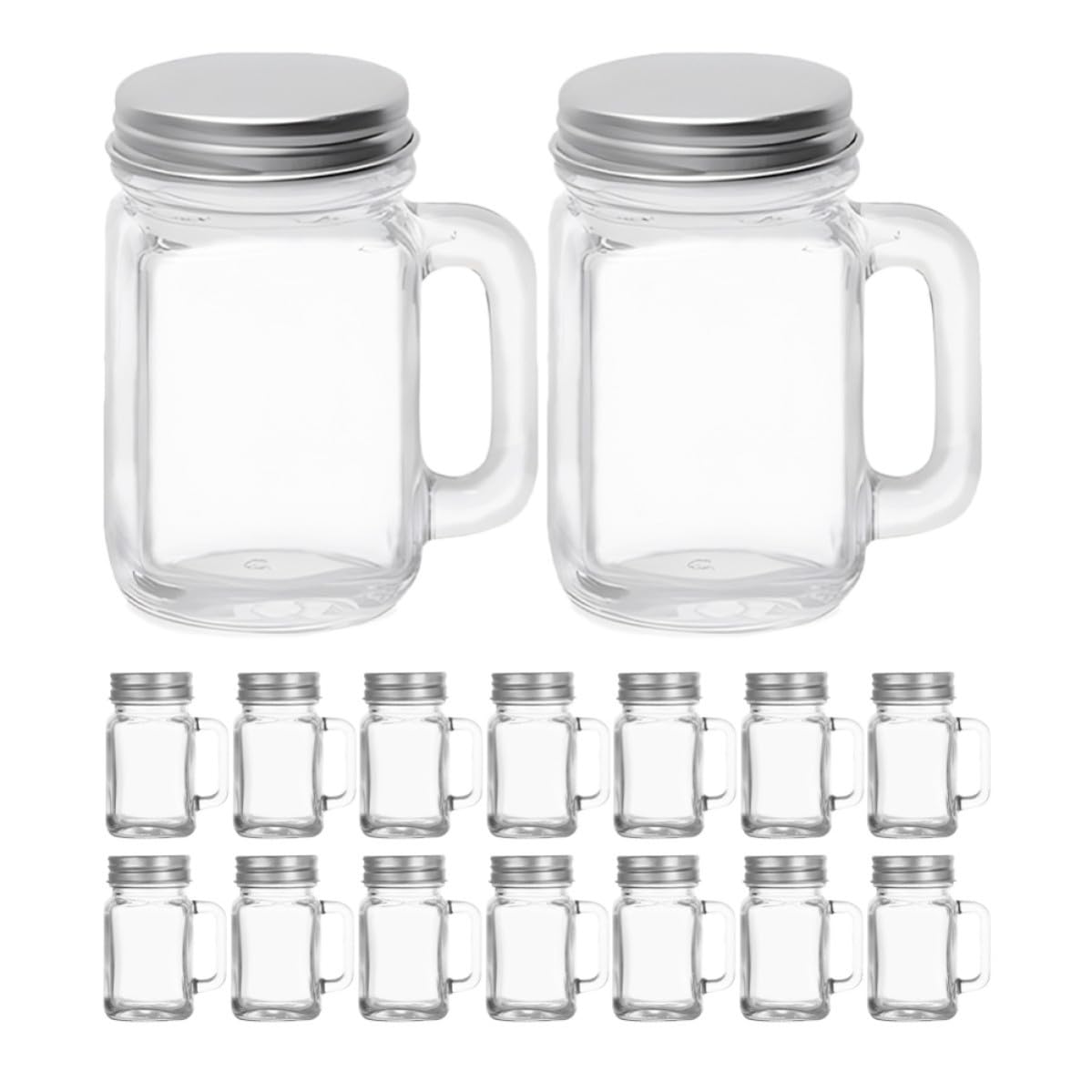 NUOBESTY 16 Stück Kleine Glasflasche 60ml mit Griff, Wiederbefüllbar