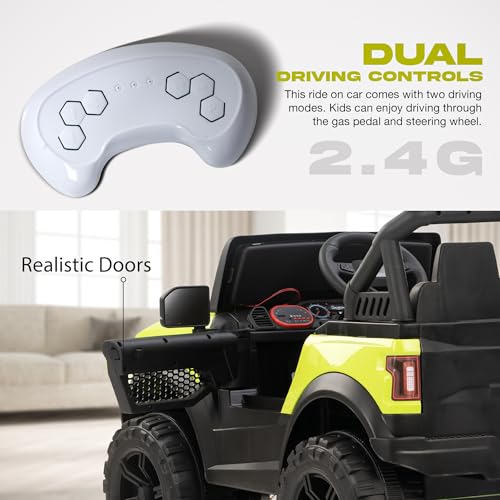 Image of Baybee Rover 4x4 Battery Operated Jeep for Kids, Ride on Toy Kid Car with RGB Windshield Light & Music | Baby Big Battery Cars | Electric Jeep Car for Kids to Drive 2 to 6 Years (Fluorescent Green)