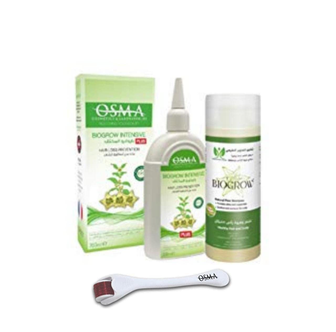 Biogrow Intensive Plus The Ultimate Starter Kit (1 Bottle 200ml Biogrow Intensive Plus + 1 Bottle 200ml Biogrow Pine Shampoo + 1 Scalp Roller