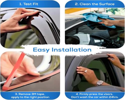 Image of Baleno 2022 Onwards Car Accessories Door Visor Premium Sun Rain Visor Wind Deflector Window Visor Sun Guard for Baleno 2022 Onwards Set of 4 Pieces