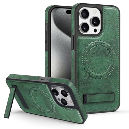 Étui rabat iPhone 12 / 12 Pro cuir vert foncé antichoc avec support