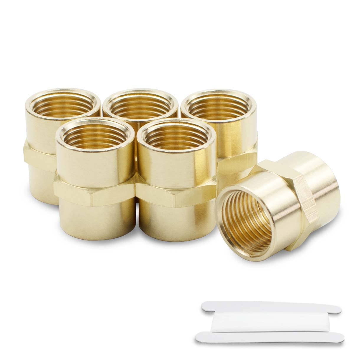Raccord laiton NPT femelle 3/8 pouce manchon hexagonal tuyau Bwintech lot de 6