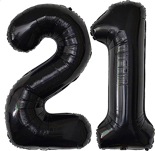 Image of Rozi Decoration 21 Black Large Foil Balloon Number for Happy Anniversary Decoration, Happy Birthday, Achievement Celebration Pack of 2 Pcs