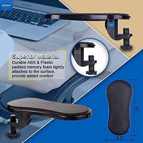 Image of FreshDcart Monitor Desk Mount with Laptop Tray, Adjustable Computer Arm Support & 6 Magnetic Cable Organizers | Ergonomic Screen Desk Setup | Space Saving Heavy Duty Clamp Mount for Home & Office