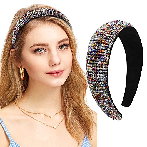 Women Rhinestones Diamond Hairhoop Headbands Girls Fashion Padded Wide Hair Band Hair Accessories