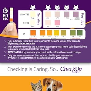 CheckUp Cat and Dog UTI Urine Test Strips | 3 Parameters CheckUp in 1- a More Detailed Test of 3 UTI Related Markers – pH, Nitrite and Leukocytes Levels x50
