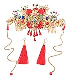 Classical Wedding Headdress for Bride, Chinese Ancient Bridal Tiara Beautiful Jewelry for Women, Headwear and Earrings