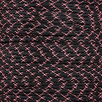 PARACORD PLANET 1000' Spool Of Parachute 550 Cord Type Iii 7 Strand Paracord Over 200 Colors Black W/ Pink X