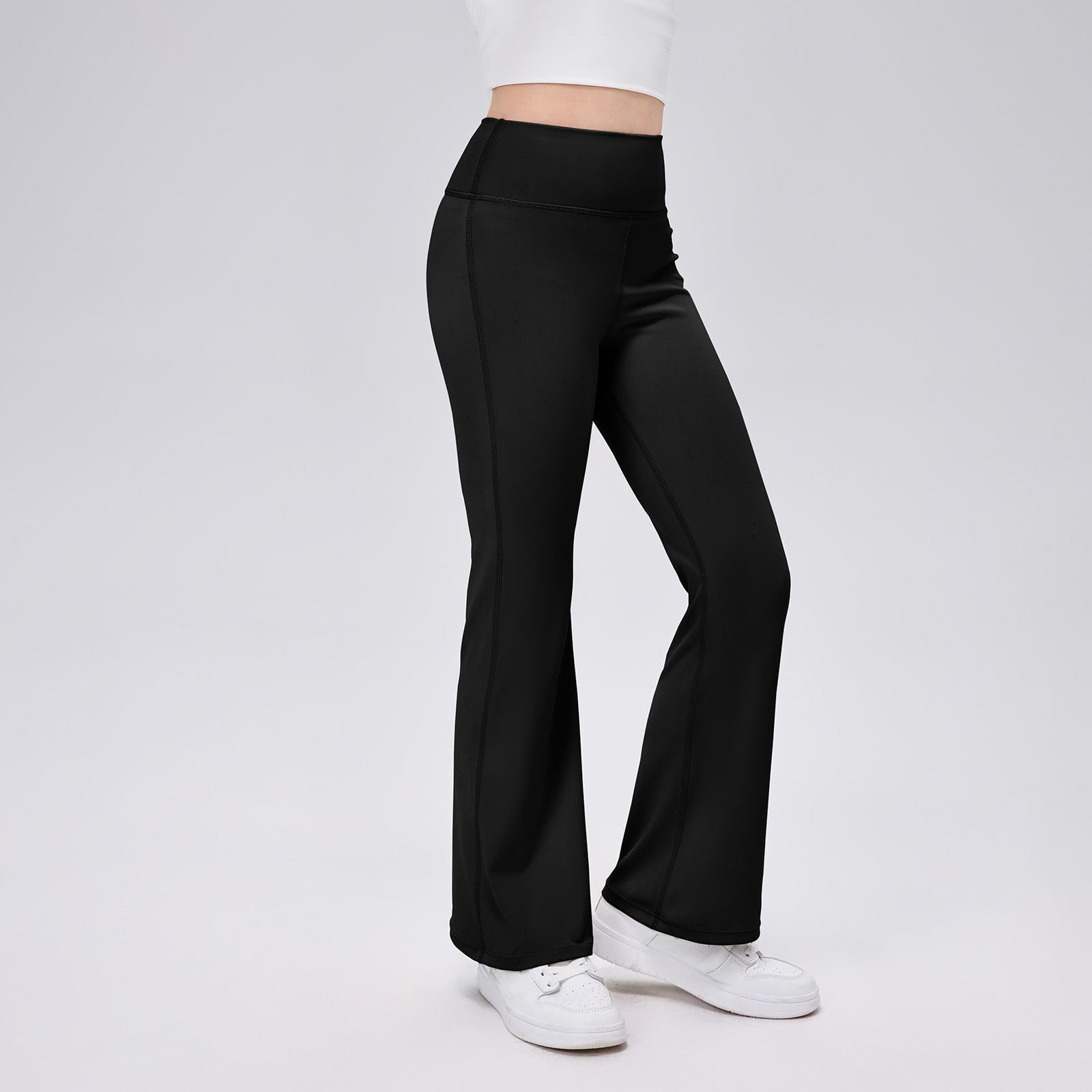 Hotfiary Little Girls Flared Leggings Kids High Waisted Yoga Dance Pants Athletic Bell Bottom Pants School Trouser 4-11 Years