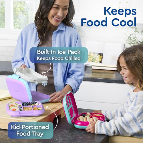 Bentgo Chill Kids Leak-Proof Lunch Box - 4-Compartment Bento Box with Built-In Ice Pack, 3.3 Cup Capacity, PFAS & BPA-Free, Microwave & Dishwasher Safe, Ideal Size for Ages 3 to 7 (Vivid Orchid) - Image 4