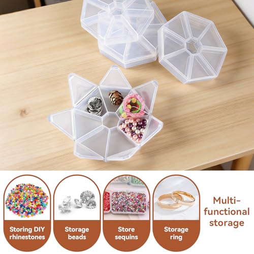 Image of Cyrank 4pcs 7 Girds Bead Organizer, Clear Small Bead Organizers Jewelry Bead Storage Organizer Display Containers Case Box Mini Bead Storage Containers for Crafts Jewelry Screws Fishing Tackles