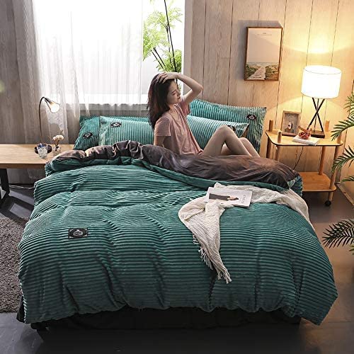 WFBZ Plain Crystal Velvet Flannel Fleece Double Velvet Duvet Cover 135 x 200 / 50 x 75 cm Autumn and Winter Bed Linen Pack of 2