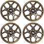 RockTrix RT105 17 inch Wheels Compatible with Jeep Wrangler JK JL 17x9 5x5 Wheels (-12mm Offset, 4.5in Backspace) 5x5 PCD, 71.5mm Bore, Bronze Wheels, Also fits Gladiator JT Rims - 4pc Set