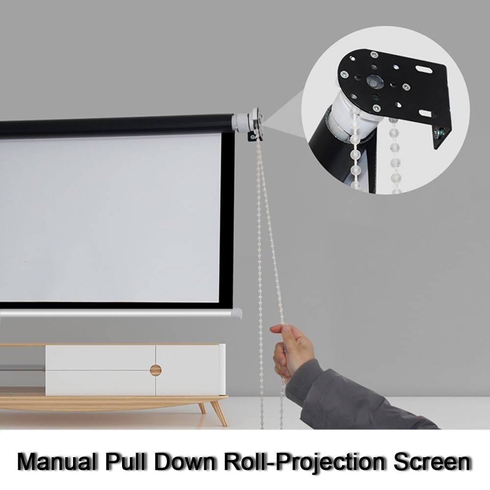 Schermo Di Proiezione Avvolgibile Manuale 4:3 – 30-72 Pollici, Telo Per Proiettore HD/4K, Montaggio A Soffitto O Parete, Per Home Cinema E Ufficio