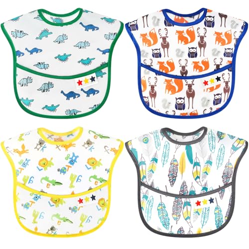 Image of Accmor Waterproof Baby Bibs for Eating, Mess Proof Toddler Feeding Bibs for Girls Boys ﻿