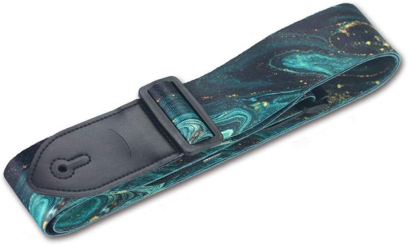 Guitar Strap,Qielizi Guitar Strap with Leather End Length Adjustable 2 Pick Holders & 2 Matching Picks For Electric Guitar, Acoustic Guitar and Bass - Unique Gift For Guitarist(Green Quicksand) : Musical Instruments