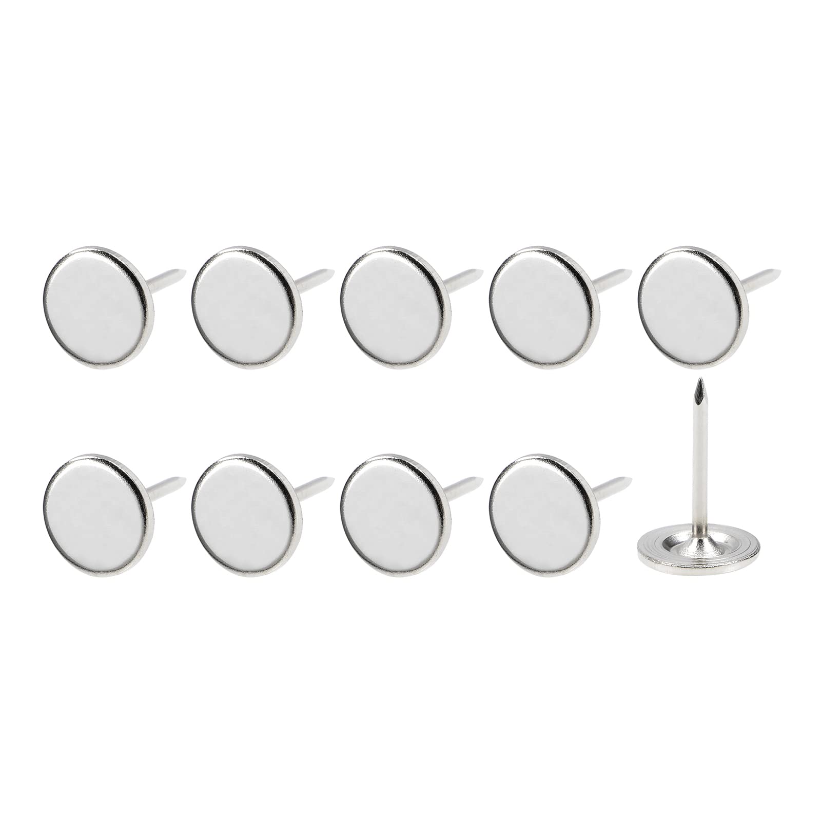 METALLIXITY Tapicería Clavo Tachuelas (9,5x10x1,2mm) 25uds, Hierro Plano Cabeza Pulsadores - para Casa Construcción, Hogar Cocina Muebles, Plateado Tono