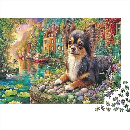 Chihuahua par Canal Village 1000 Piece Picture Puzzle Adults and Children Pet Activité Relaxante Tableau Décoratif 52x38cm/1000pcs