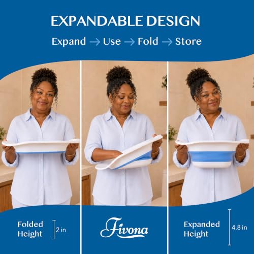 Image of Fivona Sitz Bath for Toilet Seat Postpartum and Hemorrhoids Care - Yoni Steam Seat - Foldable Basin for Epsom Salt Soak - Portable Bidet BPA Free Temperature Resistant - Universal Fit - Blue