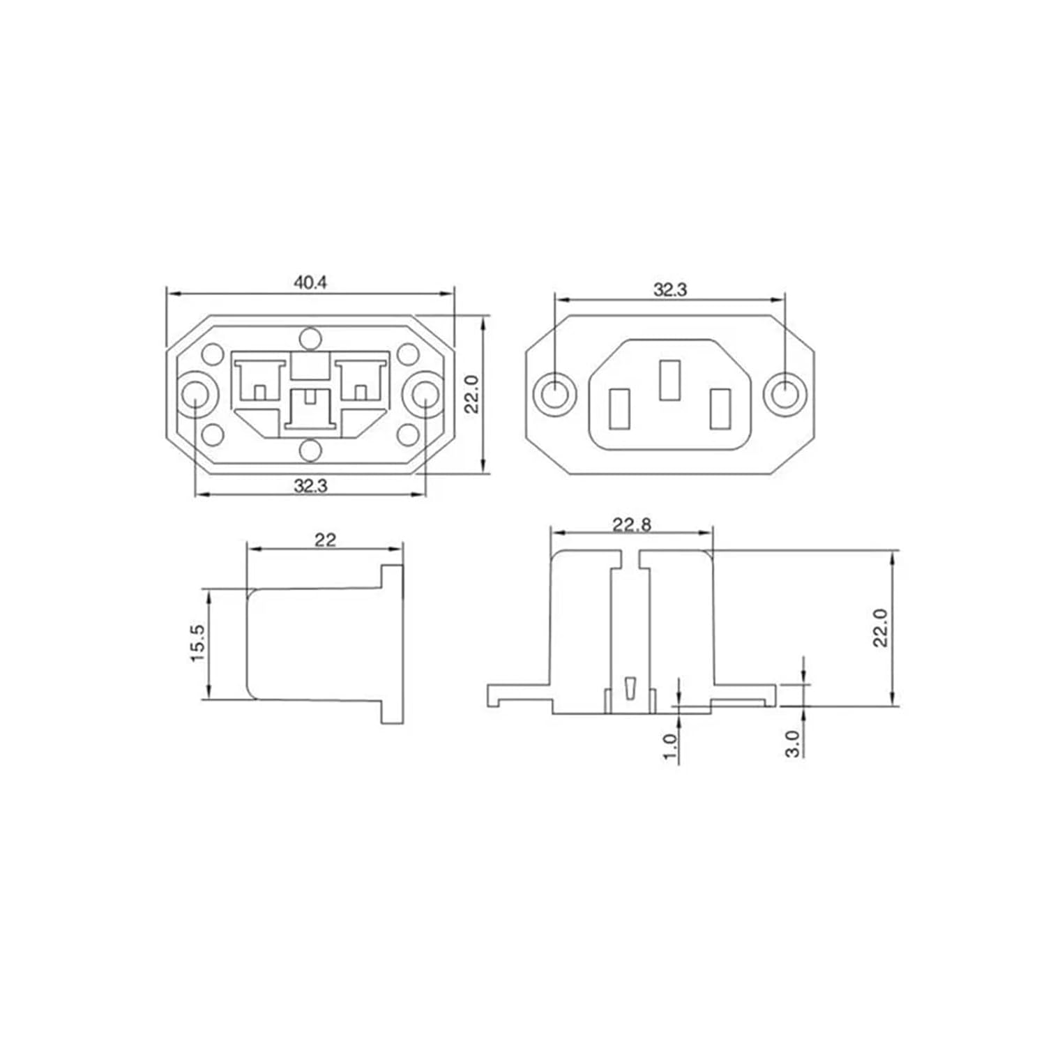 Power Socket Furniture Socket Accessories Male and Female 3 Holes AC-04 AC-04A 3PIN(AC-04A)