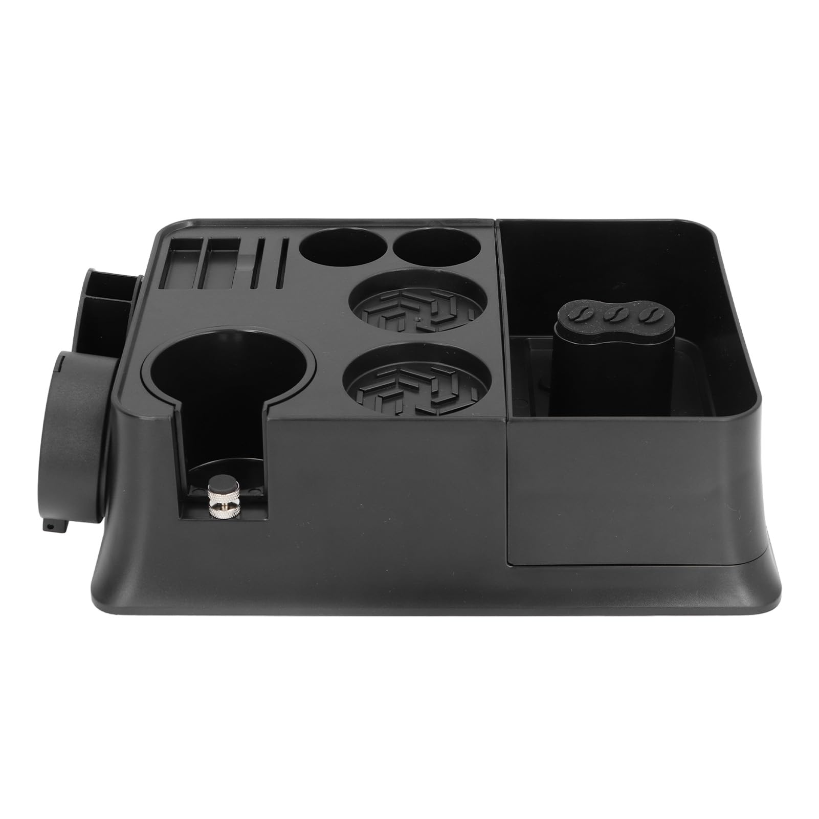 Kaffee-Organizer-Box mit Tamper-Halter, multifunktionale Tampierstation, 12-in-1-Aufbewahrungsbox für Kaffeezubehör mit Griffen für 51, 53 und 58 mm, kompakter ABS-Organizer für