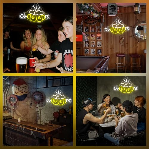 Image of Cheers Neon Sign Beer Cup Neon Lights for Wall Decor Dimmable LED Neon Light Up the Good Times with a Cold Glow USB Powered for Bars Party Living Room Bar Man Cave Party Home kitchen Restautrant