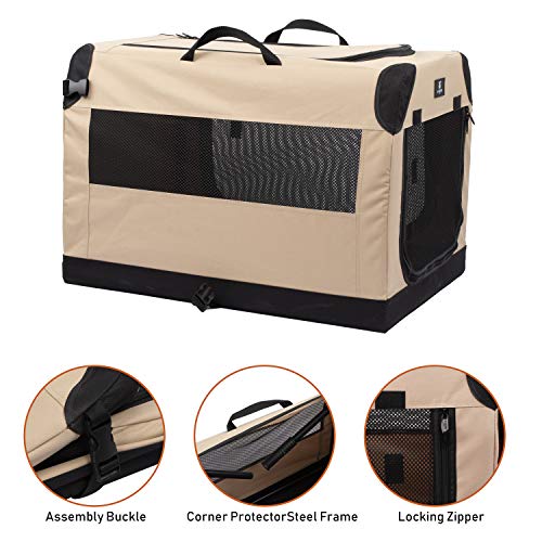 X-ZONE PET Foldable Soft Dog Crate 3-Door Pet Kennels for Dogs and Cats Sturdy Durable Pet Crate for Travel,Indoor&Outdoor Use Multiple Sizes (36-Inch) - Image 5