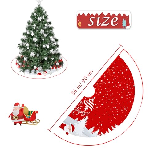 IHCEMIH Christmas Tree Skirt Large Red Xmas Tree Skirts Luxury Snowflake Santa Claus Tree Base Cover Mat Christmas Tree Bottom Rug Covers Holiday Party Home Festival Decorations 36 Inches - Image 3