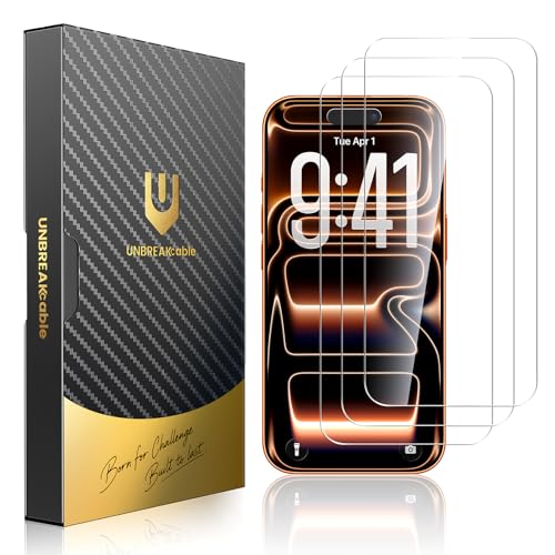 Image of UNBREAKcable for iPhone 17 Pro Max Screen Protector [Quick-Installation Box] 3-Pack 9H+ Hardness Shatterproof Tempered Glass [99.99% HD Clear] [Case Friendly] [Bubble Free] for iPhone 17 Pro Max 6.9 inch