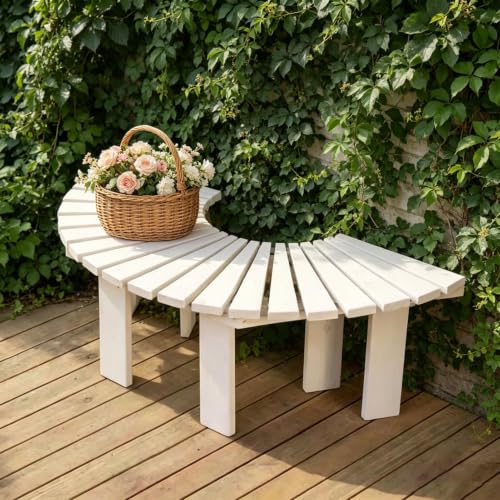 Bancos de patio asiento de listones con diseño de banco curvo de madera 2