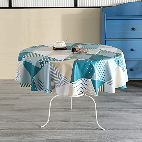 Nappe motif triangle bleu et blanc imperméable haut de gamme