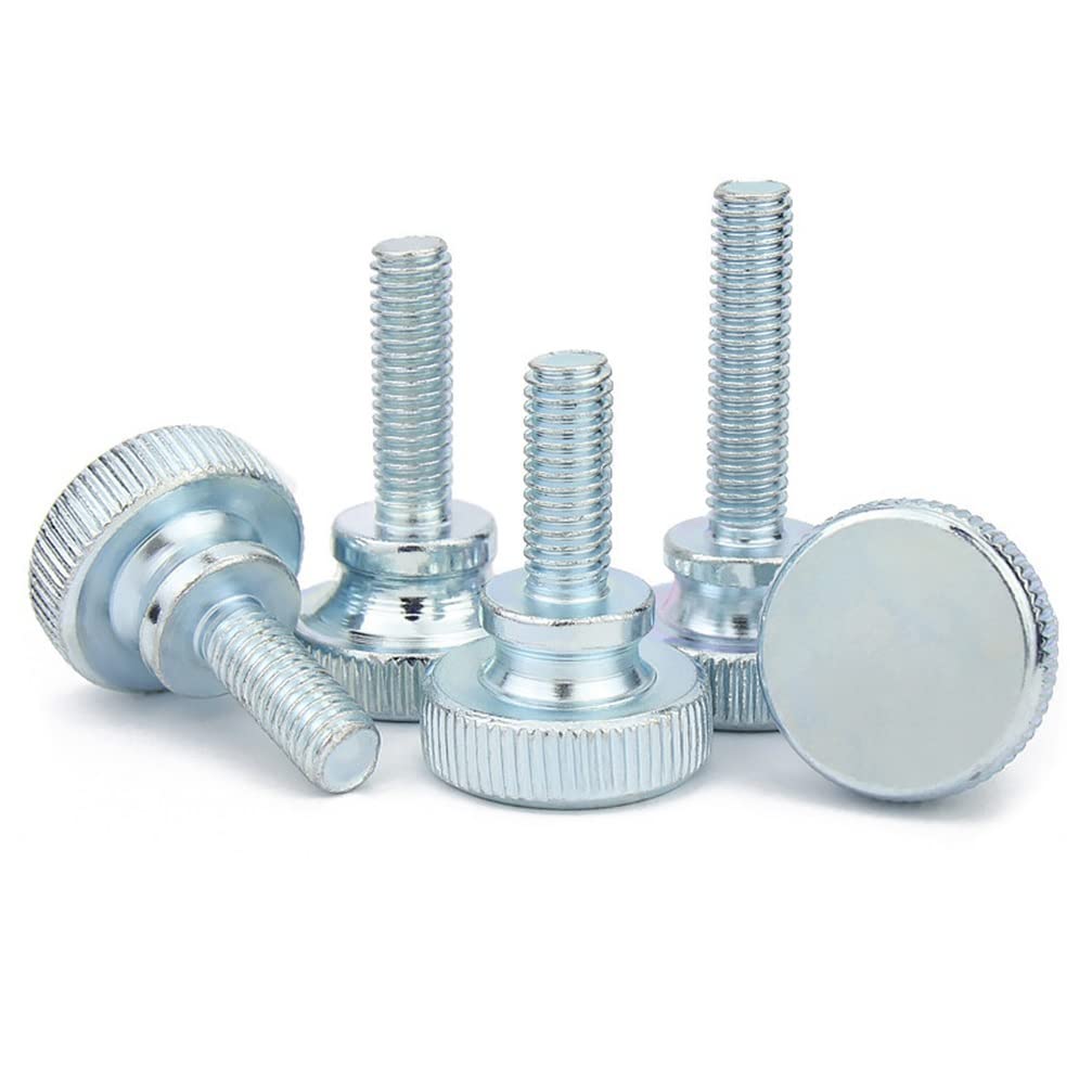 FEEIMOL Thumb Screws with Shoulder Zinc Plated Carbon Steel High Head Knurled Machine Screws M6x25mm (5 pcs)