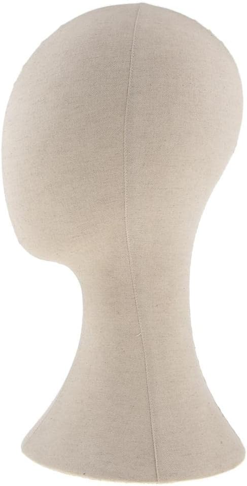 Homyl Canvas Block Head Set for Wig Display, Making and Styling, Head Freestanding Hat Display Headband Scarf Holder