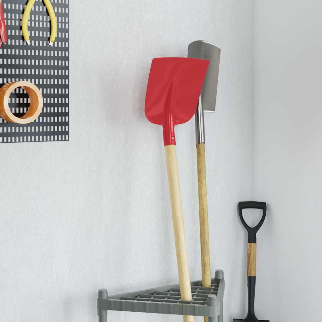 Pala de acero con recubrimiento de polvo rojo, 32 x 24,5 cm, pala de jardín para arena, tierra, grava, compost, jardinería, exterior, camping, terraza, balcón, con hoja de metal resistente