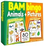 THE BAMBINO TREE Animal and Picture Bingo Game for Kids - Flash Cards Matching Learning Board Game for Ages 3-6 Preschool, Kindergarten & Family Fun