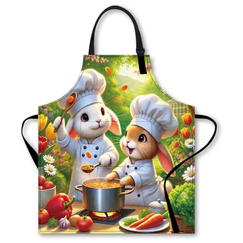 Image of Nuxovilar Decorative Kitchen Apron, 26.77x30.70 Inch Polyester Cooking Wearable Cover