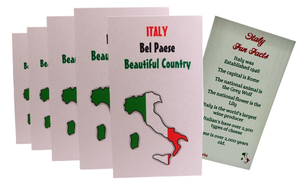 Italy Fact Cards Bulk Bundle Teachers Classroom Pack Fun Facts for Italian Trivia, Set of 24