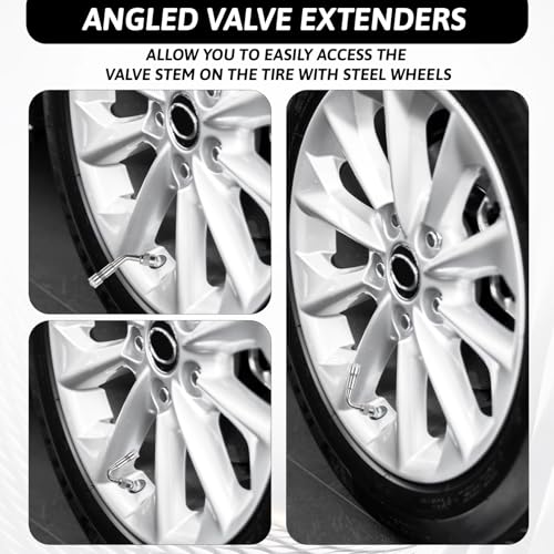 Image of cobee 6 Pcs Valve Stem Extenders, Tire Valve Stem Adapter 45 Degree 90 Degree 135 Degree Passenger Car Tires for Dual Wheels Passenger Cars, Rv, Bicycles, Stroller, Motorcycles and Trailers