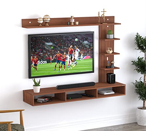 Image of Anikaa Tyron Engineered Wood Wall Mount TV Unit /TV Stand /Wall Set Top Box Stand /TV Cabinet /TV Entertainment Unit (Walnut)(Ideal for Upto 42 inch)(D.I.Y)