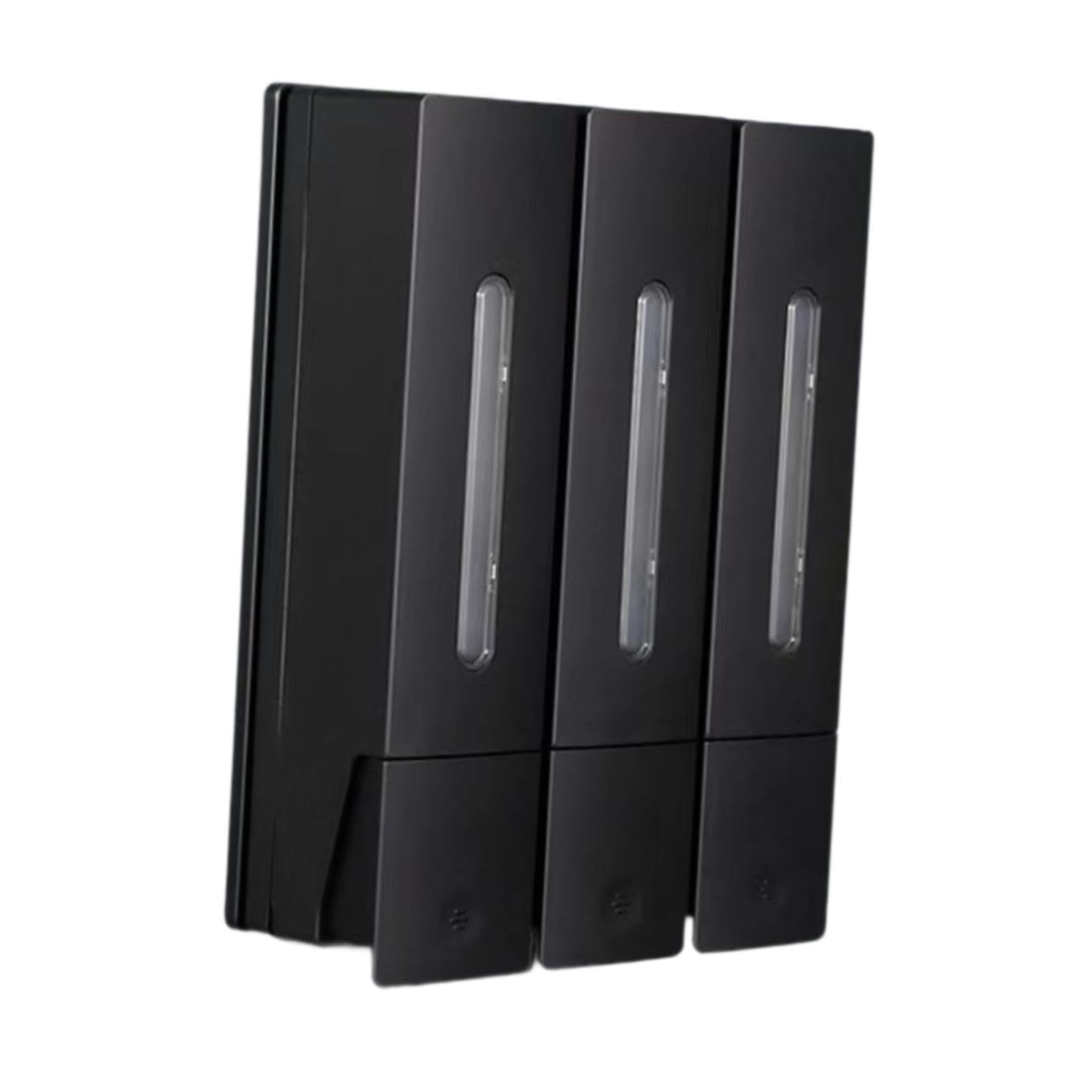 Dispenser Sapone Liquido da Parete Dispenser Doccia a Tre Scomparti Manuale per Shampoo Montaggio a Muro Materiale Resistente Adatto per Bagno, Nero